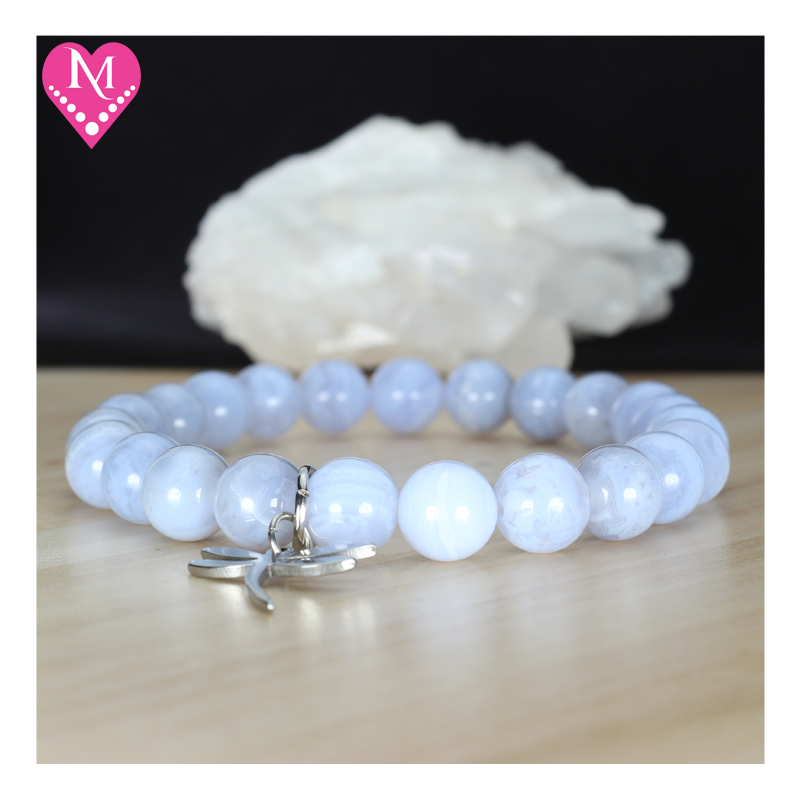 Blue Lace Agate Bracelet (S / 6in / 15.30cm)