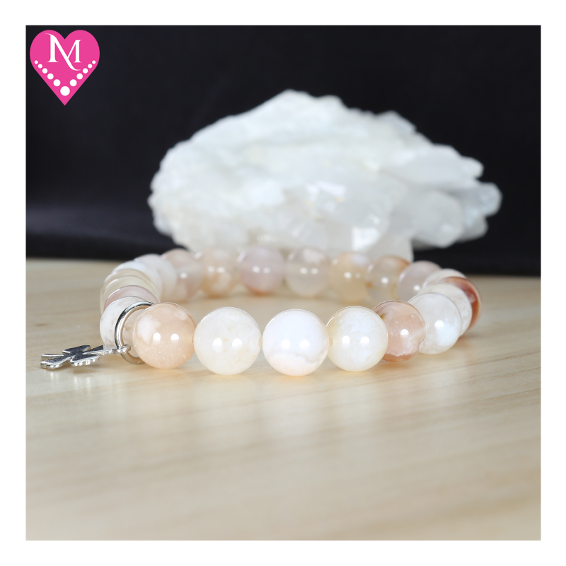 Flower Agate Bracelet (Sakura Agate) (S / 6in / 15.30cm)